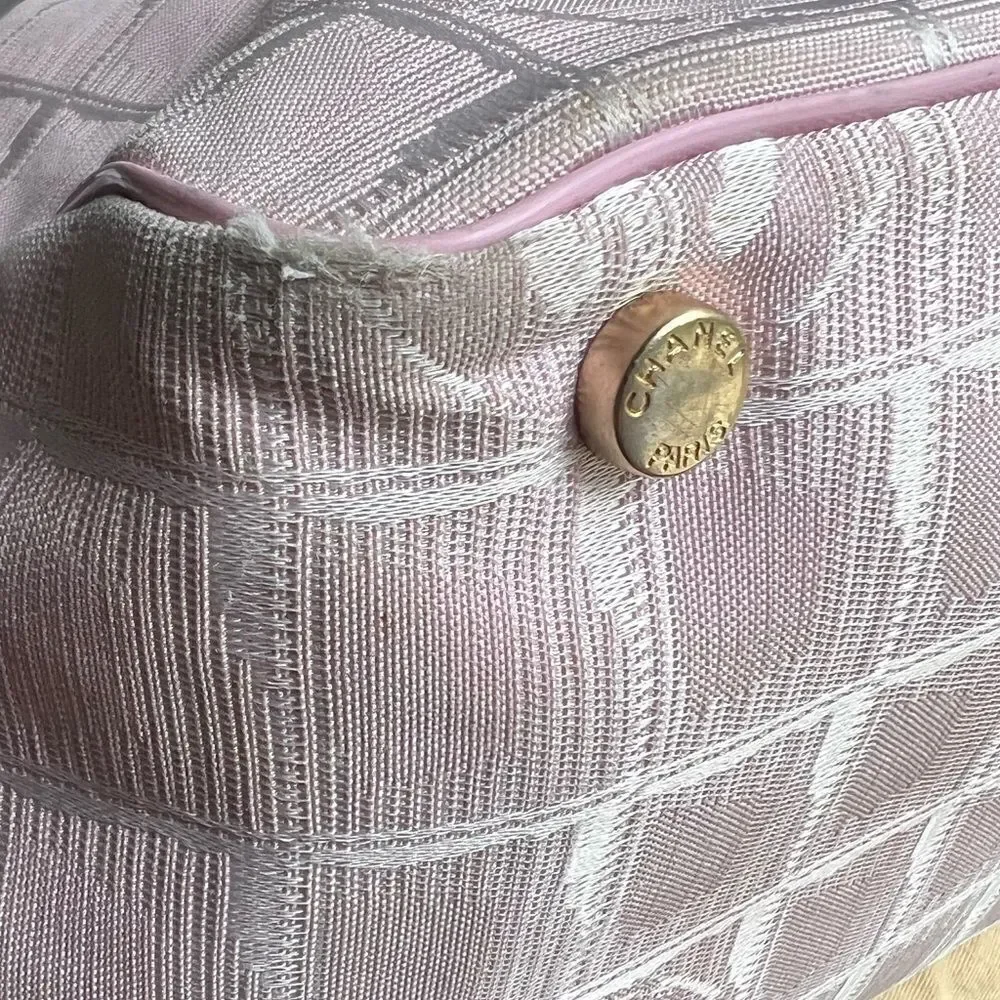 AUTH CHANEL PINK CLOTH TOTE BAG